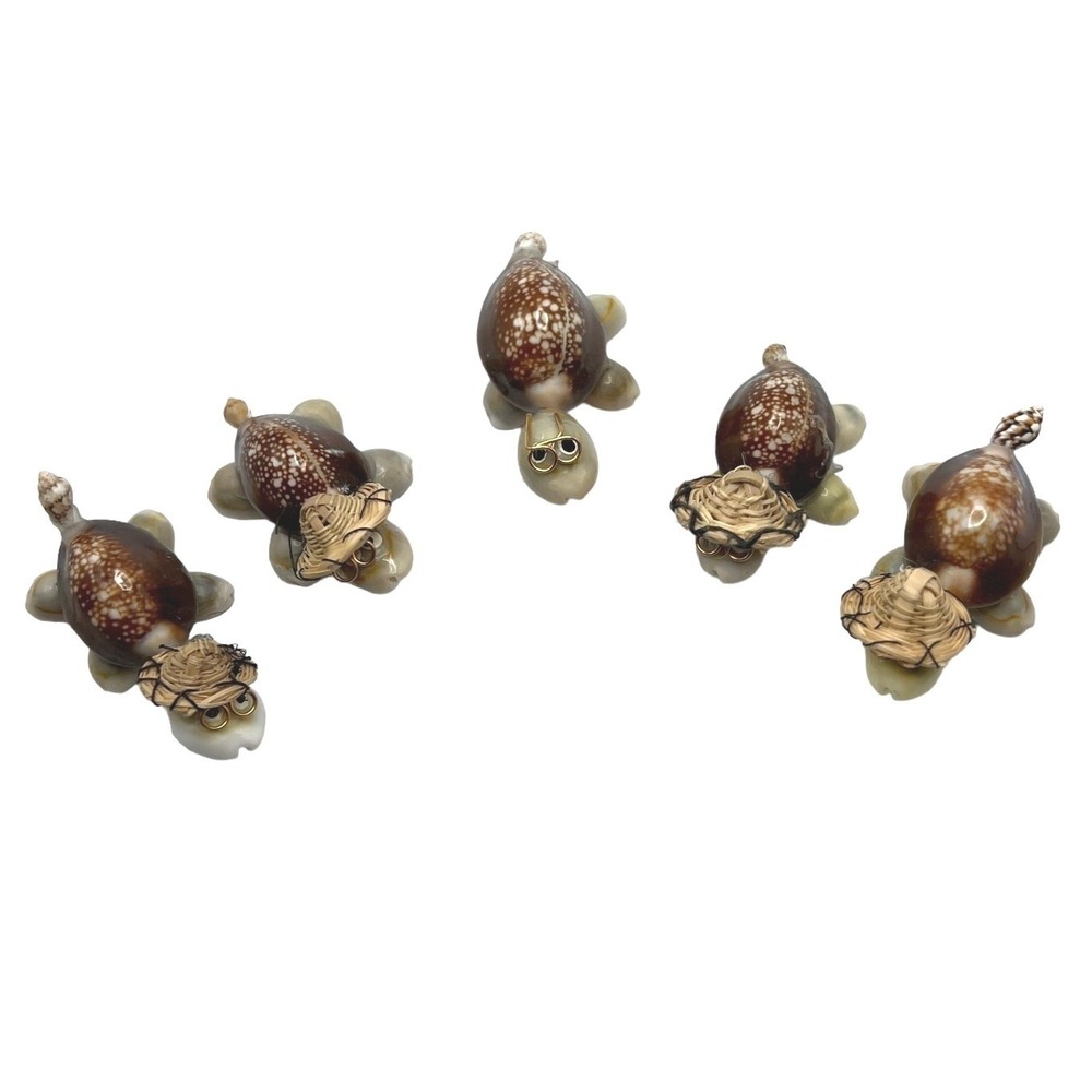 Turtle Figurines Handmade Shell Anthropomorphic Glasses and Hats Cowry Seashells